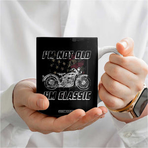 Funny Biker Coffee Mug Im Not Old Im Classic Vintage Motorcycle USA Flag TB10 Print Your Wear