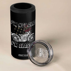 Funny Biker 4 in 1 Can Cooler Tumbler Im Not Old Im Classic Vintage Motorcycle USA Flag TB10 Print Your Wear