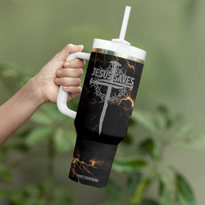 Christian Faith Over Fear Tumbler With Handle Religious Jesus Saves Cross US Flag Prayer Patriotic TB10 Print Your Wear