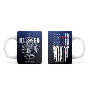 Christian Gifts for Men Coffee Mug Religious Cross US Flag Prayer Patriotic TB10 Navy Print Your Wear
