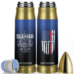 Christian Gifts for Men Bullet Tumbler Religious Cross US Flag Prayer Patriotic TB10 Navy Print Your Wear