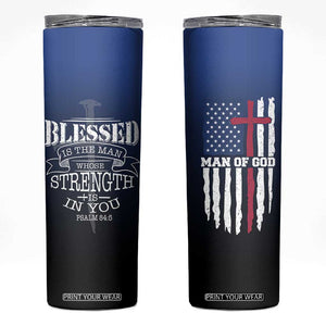 Christian Gifts for Men Skinny Tumbler Religious Cross US Flag Prayer Patriotic TB10 Navy Print Your Wear