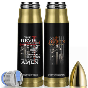 Christian Gifts for Men Bullet Tumbler Jesus Is My Savior Catholic Cross US Flag Prayer Patriotic TB10 Black Print Your Wear