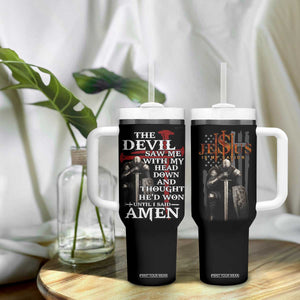 Christian Gifts for Men Tumbler With Handle Jesus Is My Savior Catholic Cross US Flag Prayer Patriotic TB10 Print Your Wear