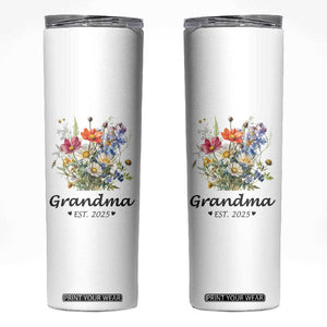 Promoted to Grandma Skinny Tumbler Granny Est.2025 Pregnancy Announcement Gifts for New Grandparents TB10 White Print Your Wear