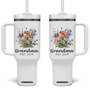 Promoted to Grandma Tumbler With Handle Granny Est.2025 Pregnancy Announcement Gifts for New Grandparents TB10 One Size: 40 oz White Print Your Wear