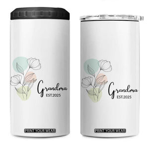 Promoted to Grandma 4 in 1 Can Cooler Tumbler Est 2025 New Grandmother Gift TB10 One Size: 16 oz White Print Your Wear