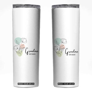 Promoted to Grandma Skinny Tumbler Est 2025 New Grandmother Gift TB10 White Print Your Wear