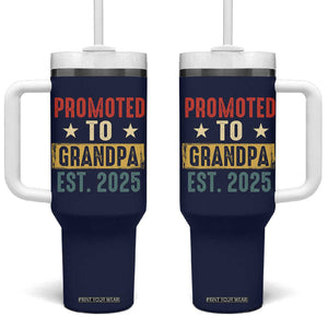 New Granddad Tumbler With Handle Promoted To Grandpa Est.2025 Vintage TB10 One Size: 40 oz Navy Print Your Wear