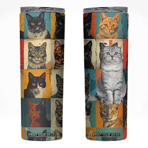 Cat Lover Gifts Skinny Tumbler Retro Cat Collage Poster TB10 White Print Your Wear
