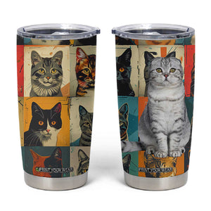 Cat Lover Gifts Tumbler Cup Retro Cat Collage Poster TB10 White Print Your Wear