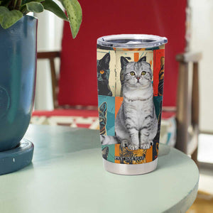 Cat Lover Gifts Tumbler Cup Retro Cat Collage Poster TB10 Print Your Wear