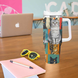 Cat Lover Gifts Tumbler With Handle Retro Cat Collage Poster TB10 Print Your Wear