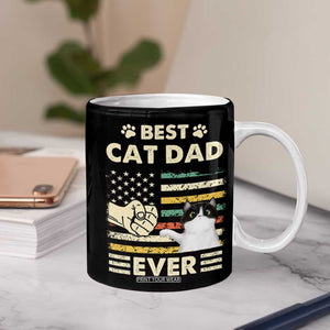 Best Cat Dad Ever Coffee Mug Funny Cat Lover Gift Retro American Flag TB10 Print Your Wear