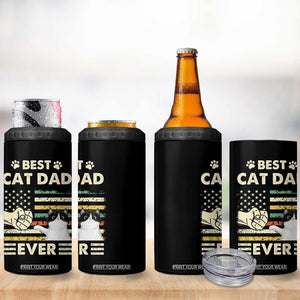 Best Cat Dad Ever 4 in 1 Can Cooler Tumbler Funny Cat Lover Gift Retro American Flag TB10 Print Your Wear