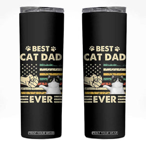 Best Cat Dad Ever Skinny Tumbler Funny Cat Lover Gift Retro American Flag TB10 Black Print Your Wear