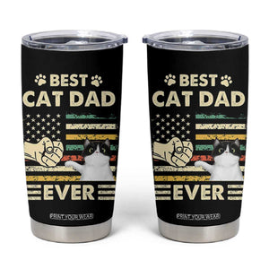 Best Cat Dad Ever Tumbler Cup Funny Cat Lover Gift Retro American Flag TB10 Black Print Your Wear