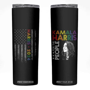 Kamala Harris LGBTQ Gay Pride Lesbian For The People 2024 Election Skinny Tumbler American Flag First woman Madam President TB10 Black Print Your Wear