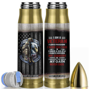 Proud Veteran Bullet Tumbler DD-214 Armed Forces Military Alumni American Flag TB10 Black Print Your Wear