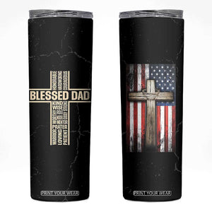Christian Dad Skinny Tumbler Blessed Dad Cross Fathers Day TB10 Black Print Your Wear