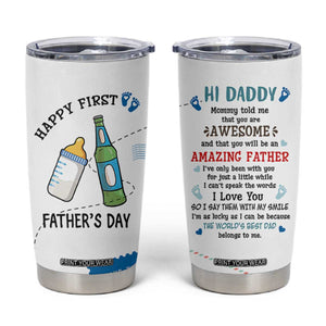 First Fathers Day Tumbler Cup New Baby 1st Daddy Gifts Ideas TB10 White Print Your Wear