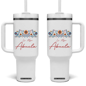 Grandma Gifts in Spanish Tumbler With Handle La Mejor Abuela Gift TB10 One Size: 40 oz White Print Your Wear
