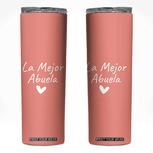 Grandma Gifts in Spanish Skinny Tumbler La Mejor Abuela TB10 Peach Print Your Wear