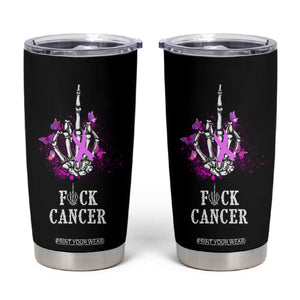 Pink Ribbon Fck Cancer Tumbler Cup Recovery Support Gifts For Survivors TB10 Black Print Your Wear