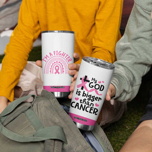 Breast Cancer Awareness Tumbler Cup Pink Ribbon My God is Stronger Than Cancer Christian Gift TB10 Print Your Wear