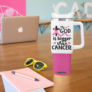 Breast Cancer Awareness Tumbler With Handle Pink Ribbon My God is Stronger Than Cancer Christian Gift TB10 Print Your Wear