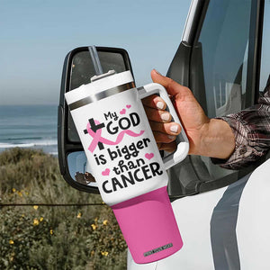 Breast Cancer Awareness Tumbler With Handle Pink Ribbon My God is Stronger Than Cancer Christian Gift TB10 Print Your Wear