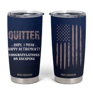 Happy Retirement Gifts Tumbler Cup Coworker Leaving Goodbye Gift Farewell Gifts For Coworkers USA Flag TB10 Navy Print Your Wear