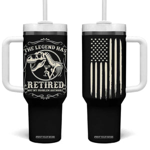 The Legend Has Retired Tumbler With Handle Funny Retired Retirement Gifts For Men Coworkers USA Flag TB10 One Size: 40 oz Black Print Your Wear
