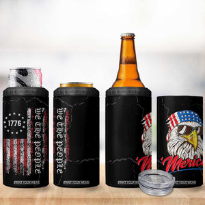 American Flag 4 in 1 Can Cooler Tumbler We The People Bald Eagle Patriotic TB10 Print Your Wear