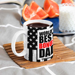 Fathers Day Gift For Bonus Dad Coffee Mug Birthday Gifts For Step Dad From Daughter Son Kids US Flag TB10 Print Your Wear
