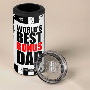 Fathers Day Gift For Bonus Dad 4 in 1 Can Cooler Tumbler Birthday Gifts For Step Dad From Daughter Son Kids US Flag TB10 Print Your Wear