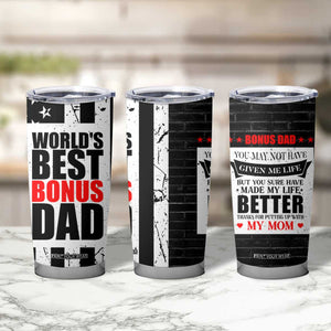 Fathers Day Gift For Bonus Dad Tumbler Cup Birthday Gifts For Step Dad From Daughter Son Kids US Flag TB10 Print Your Wear