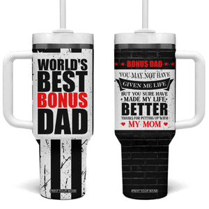 Fathers Day Gift For Bonus Dad Tumbler With Handle Birthday Gifts For Step Dad From Daughter Son Kids US Flag TB10 One Size: 40 oz Black Print Your Wear