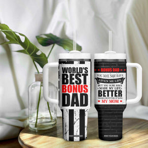 Fathers Day Gift For Bonus Dad Tumbler With Handle Birthday Gifts For Step Dad From Daughter Son Kids US Flag TB10 Print Your Wear