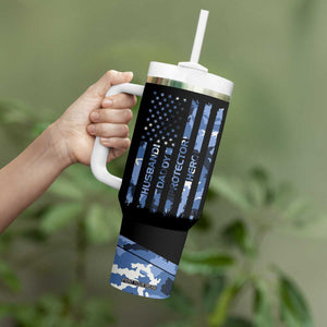 Christmas Gifts for Dad Tumbler With Handle Husband Daddy Protector Hero Fathers Day Camo American Flag TB10 Print Your Wear