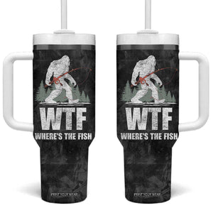 WTF Wheres The Fish Tumbler With Handle Funny Bigfoot Fishing Gifts Fathers Day TB10 One Size: 40 oz Grey Print Your Wear