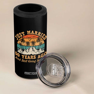 50th Anniversary 4 in 1 Can Cooler Tumbler Just Married 50 Years Ago And Still Going Strong! Retro TB10 Print Your Wear