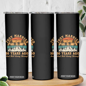 50th Anniversary Skinny Tumbler Just Married 50 Years Ago And Still Going Strong! Retro TB10 Print Your Wear