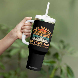 50th Anniversary Tumbler With Handle Just Married 50 Years Ago And Still Going Strong! Retro TB10 Print Your Wear