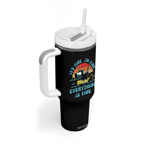 Funny Cat Tumbler With Handle It's Fine I'm Fine Everything Is Fine Meme Office Gag Gifts TB10 Print Your Wear