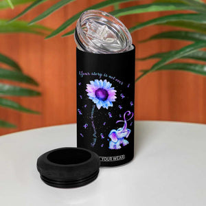 Suicide Prevention Awareness 4 in 1 Can Cooler Tumbler Teal Purple Elephant Your Story Is Not Over Sunflower Therapist Psychologist TB10 Print Your Wear