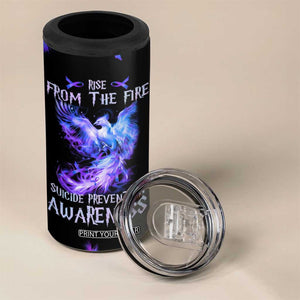Suicide Prevention Awareness 4 in 1 Can Cooler Tumbler Teal Purple Ribbon Phoenix Rise From The Fire TB10 Print Your Wear