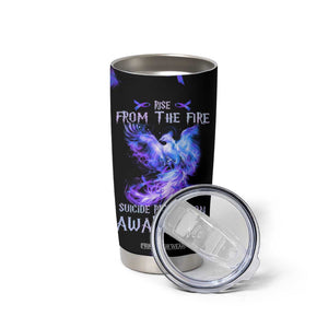 Suicide Prevention Awareness Tumbler Cup Teal Purple Ribbon Phoenix Rise From The Fire TB10 Print Your Wear
