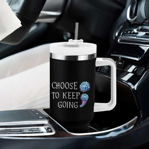 Suicide Prevention Awareness Tumbler With Handle Teal Purple Semicolon Choose To Keep Going Support Therapist Psychologist TB10 Print Your Wear