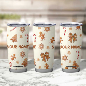 Personalized Christmas Tumbler Cup Custom Name Coquette Bow Tree Gingerbread Xmas Gifts For Her TB10 Print Your Wear